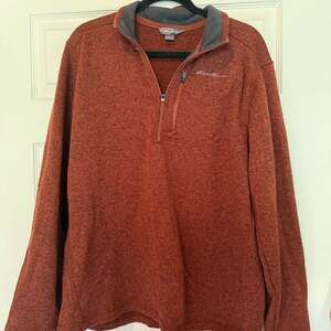 Eddie Bauer Men's Radiator Fleece 1/4 Zip Pullover in Burnt Orange
